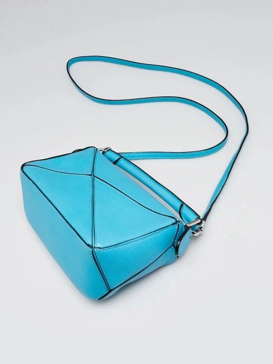 Loewe Calfskin Mini Puzzle Bag Light Blue 1672160 – FASHIONPHILE Loewe Bright Blue Pebbled Calfskin Leather Mini Puzzle Bag